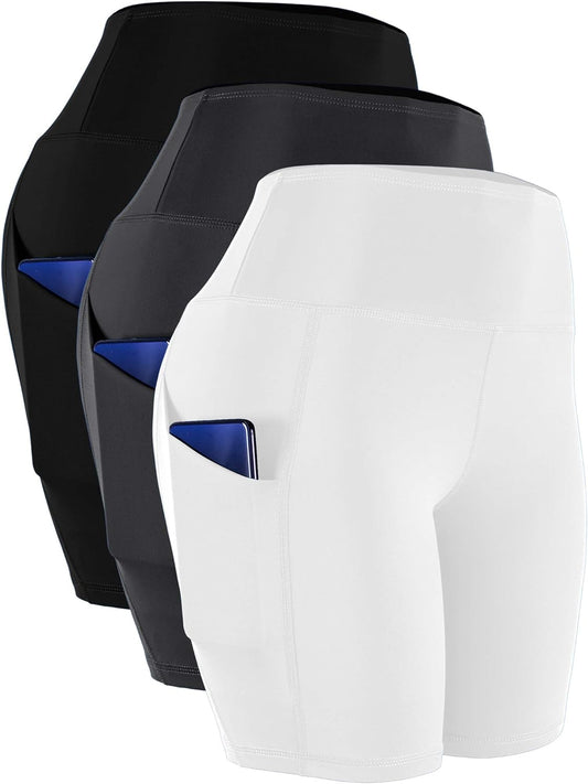  High Waist Spandex Yoga Shorts with Side Pockets