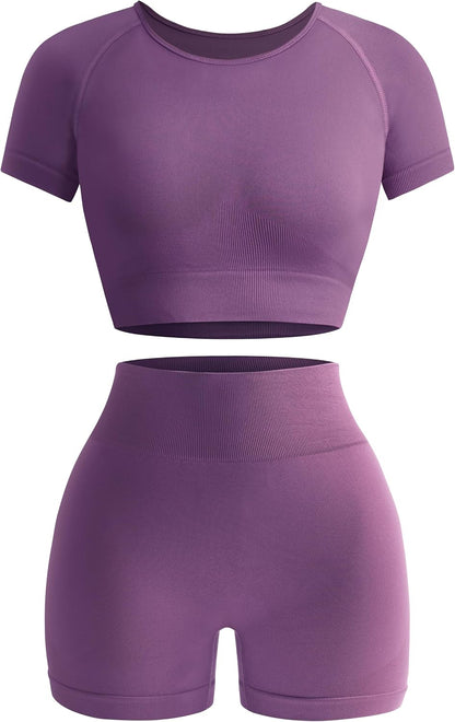 Seamless 2-Piece Active Set – Crop Top & Shorts