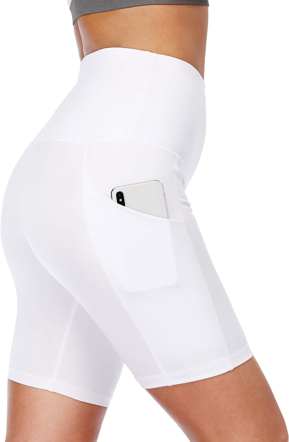  High Waist Spandex Yoga Shorts with Side Pockets